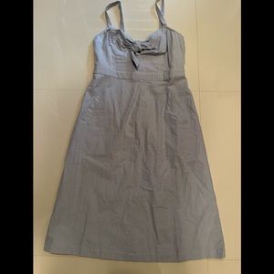 Lulus size M blue dress with straps and cute toe front.light jean like material